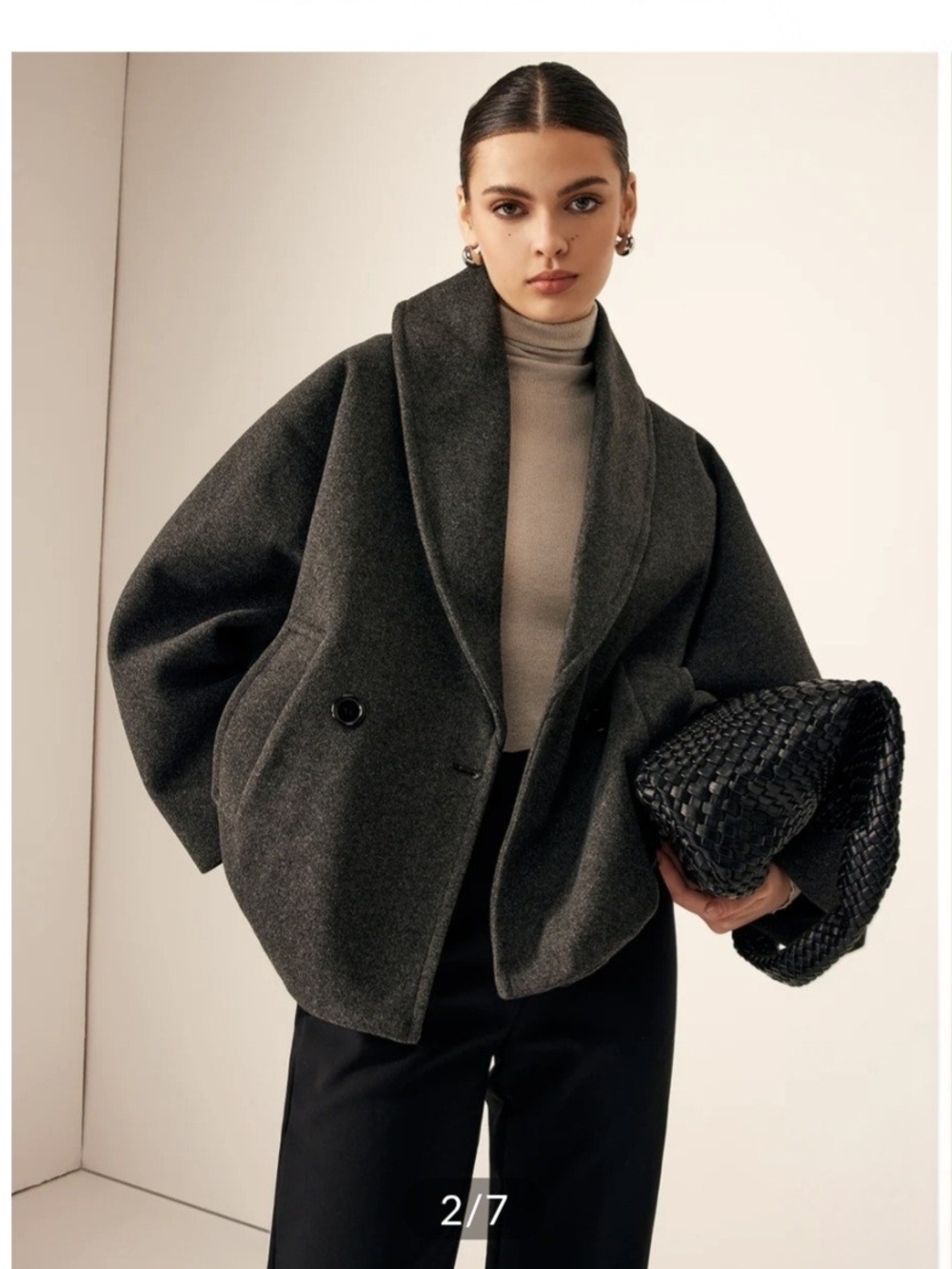 Commense Brand NEW Shawl Collar Short Coat - Charcoal